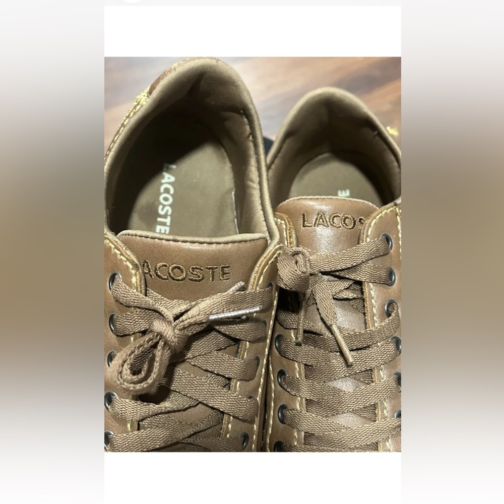 Lacoste Mens US 10 Brown Perforated Alligator Shoes‎ Bowling Style CLEAN!. - Picture 10 of 10